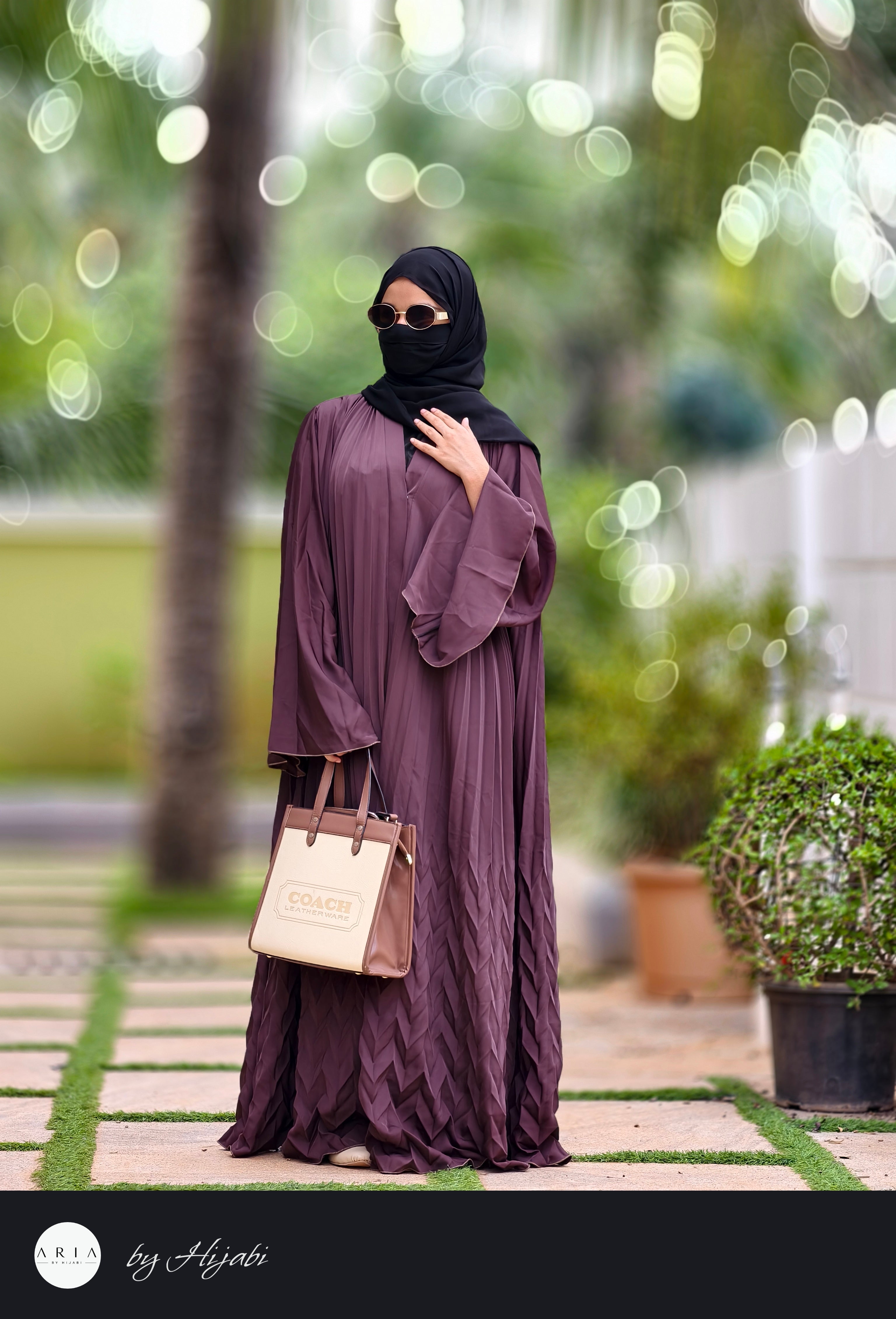 Elegant Lavender Frilled Designer Wear Abaya