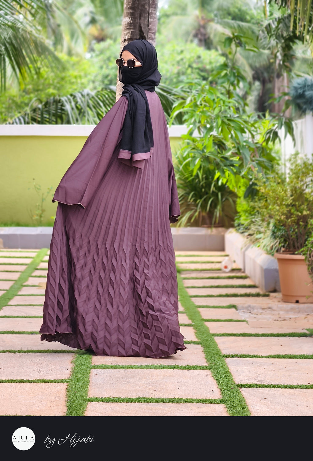 Elegant Lavender Frilled Designer Wear Abaya