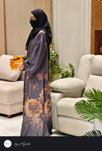 Black Floral Printed Abaya – Elegance in Every Detail