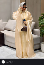 Golden Organza Satin Abaya – Inspired by GOLD FISH