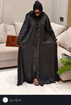 Black Self-Printed Designer Abaya