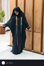 Bridal Gold Stripes Stonework Abaya