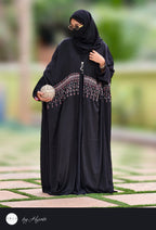 Bridal Maroon Stone Work Premium Abaya
