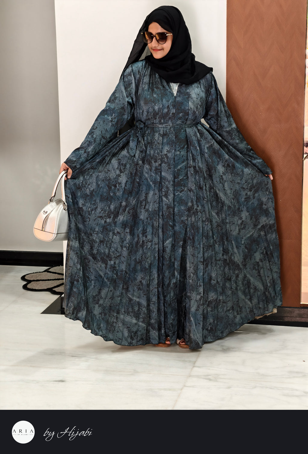 Floral Printed Frill Abaya
