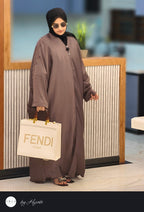 Coffee Brown Designer Stone Work Abaya