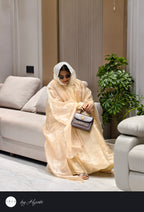 Golden Organza Satin Abaya – Inspired by GOLD FISH