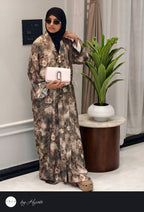 Modern Floral Printed Abaya – Luxury in Every Detail