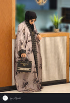 Designer Self-Printed Long Lapel Stone Work Abaya
